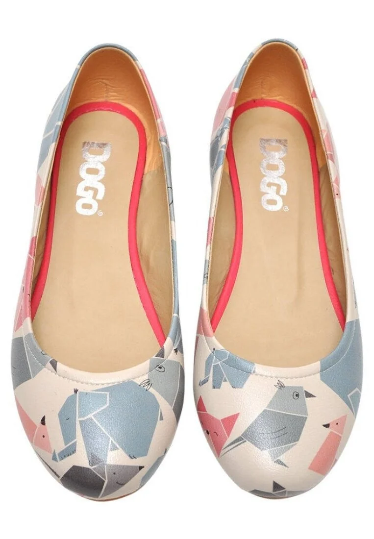 Women Vegan Leather Beige Flat Shoes - Origami Design