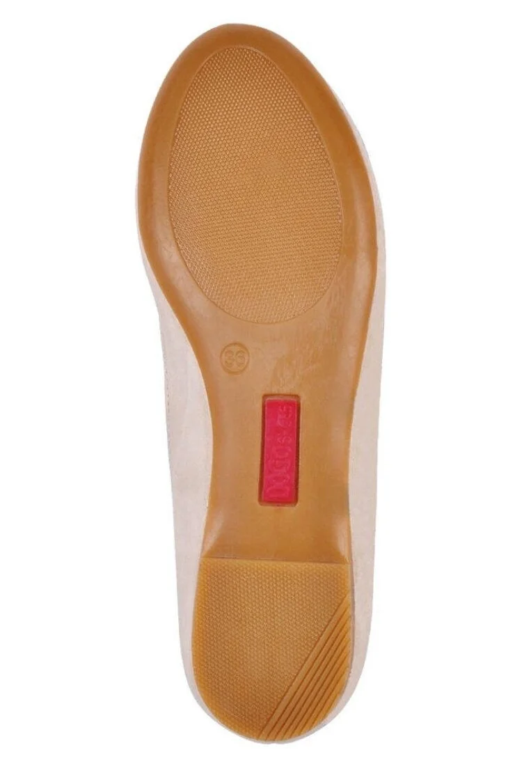 Women Vegan Leather Beige Flat Shoes - Origami Design