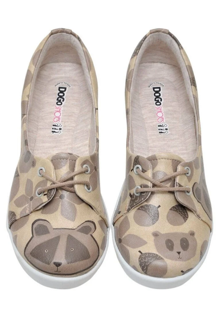 Women Vegan Leather Beige Flat Shoes - Happy Together Design