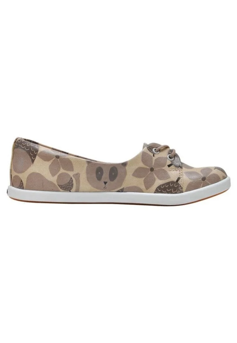 Women Vegan Leather Beige Flat Shoes - Happy Together Design