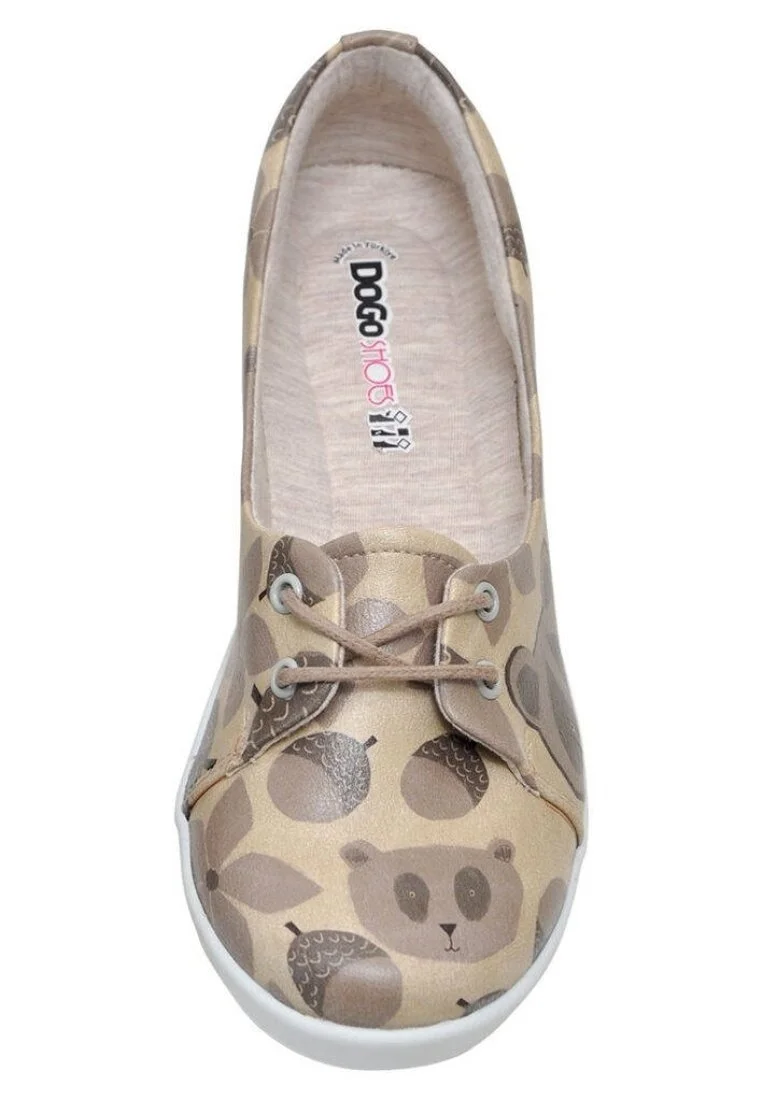 Women Vegan Leather Beige Flat Shoes - Happy Together Design