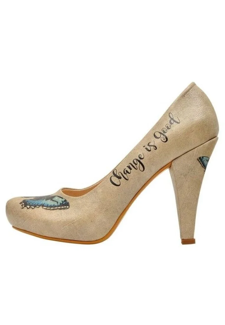 Women Vegan Leather Beige High Heels - Change Is Good Design