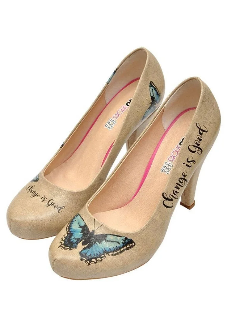 Women Vegan Leather Beige High Heels - Change Is Good Design