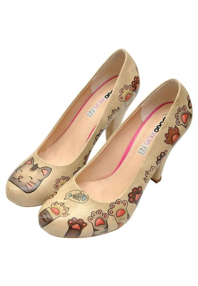 Women Vegan Leather Beige High Heels - Yummy Design