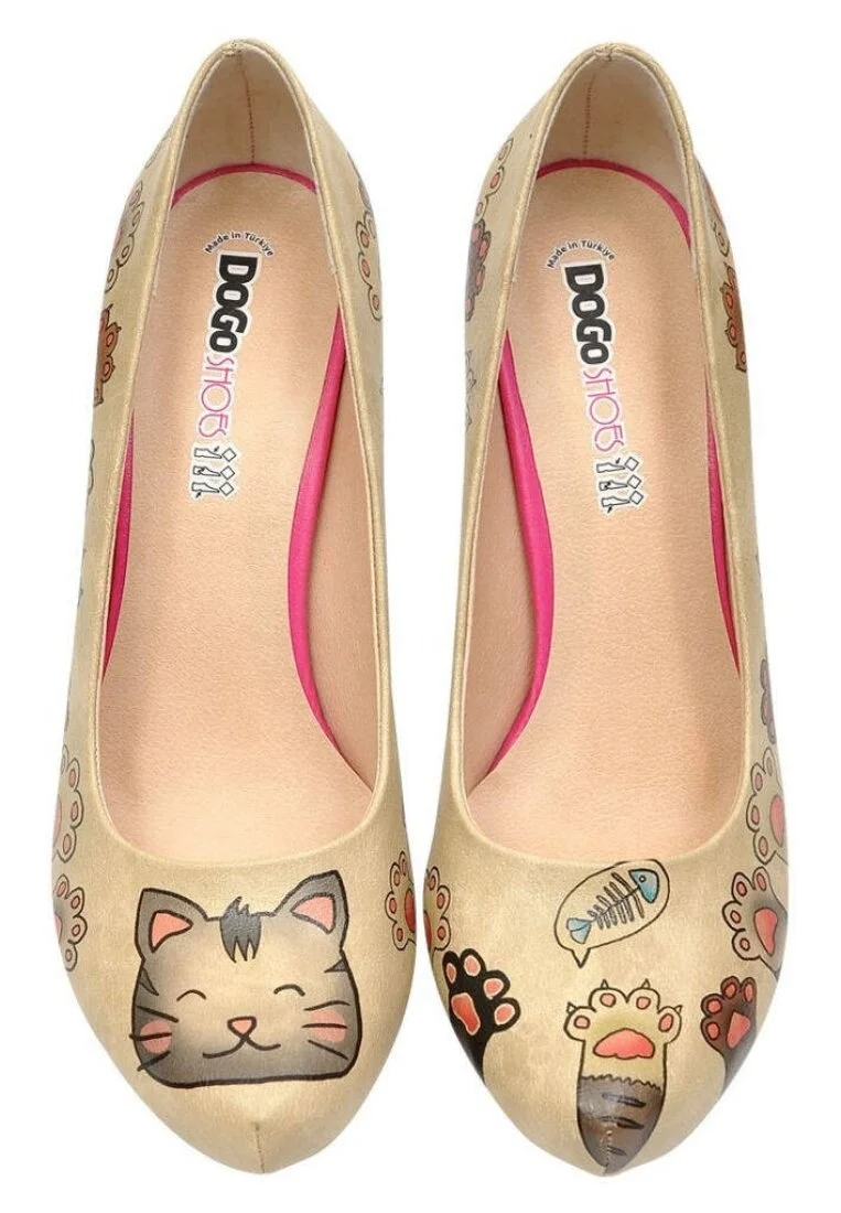Women Vegan Leather Beige High Heels - Yummy Design