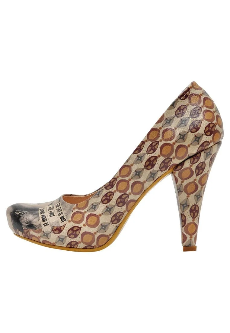 Women Vegan Leather Beige High Heels - Your Mind Design