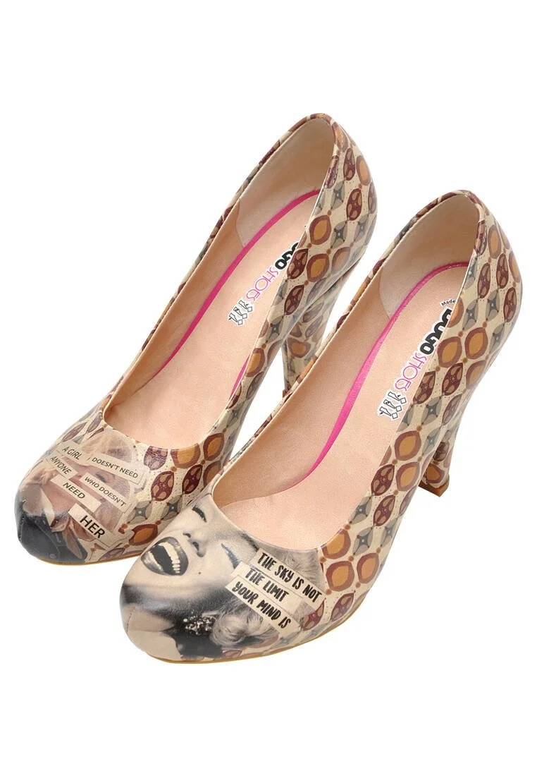 Women Vegan Leather Beige High Heels - Your Mind Design