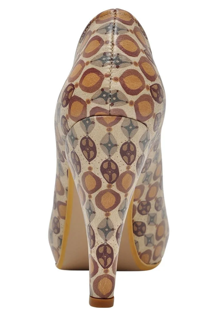 Women Vegan Leather Beige High Heels - Your Mind Design