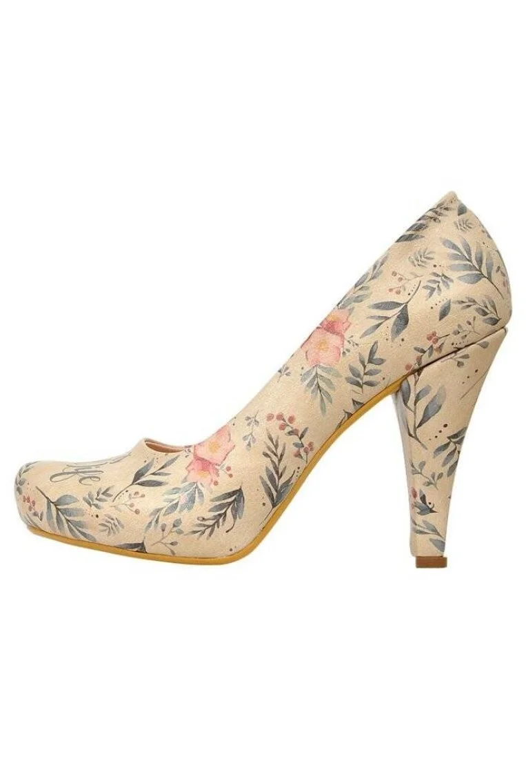Women Vegan Leather Beige High Heels - Real life Design