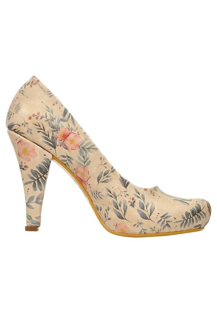 Women Vegan Leather Beige High Heels - Real life Design