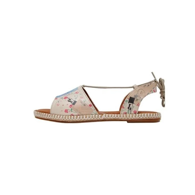 Women Vegan Leather Beige Lace Up Sandals - Love Letter Design
