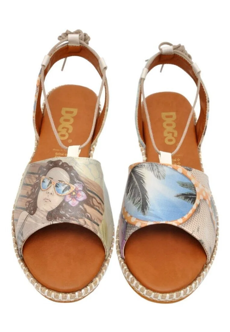 Women Vegan Leather Beige Lace Up Sandals - Palm Dream Design