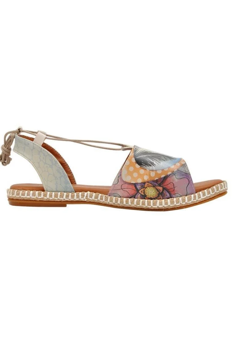 Women Vegan Leather Beige Lace Up Sandals - Palm Dream Design