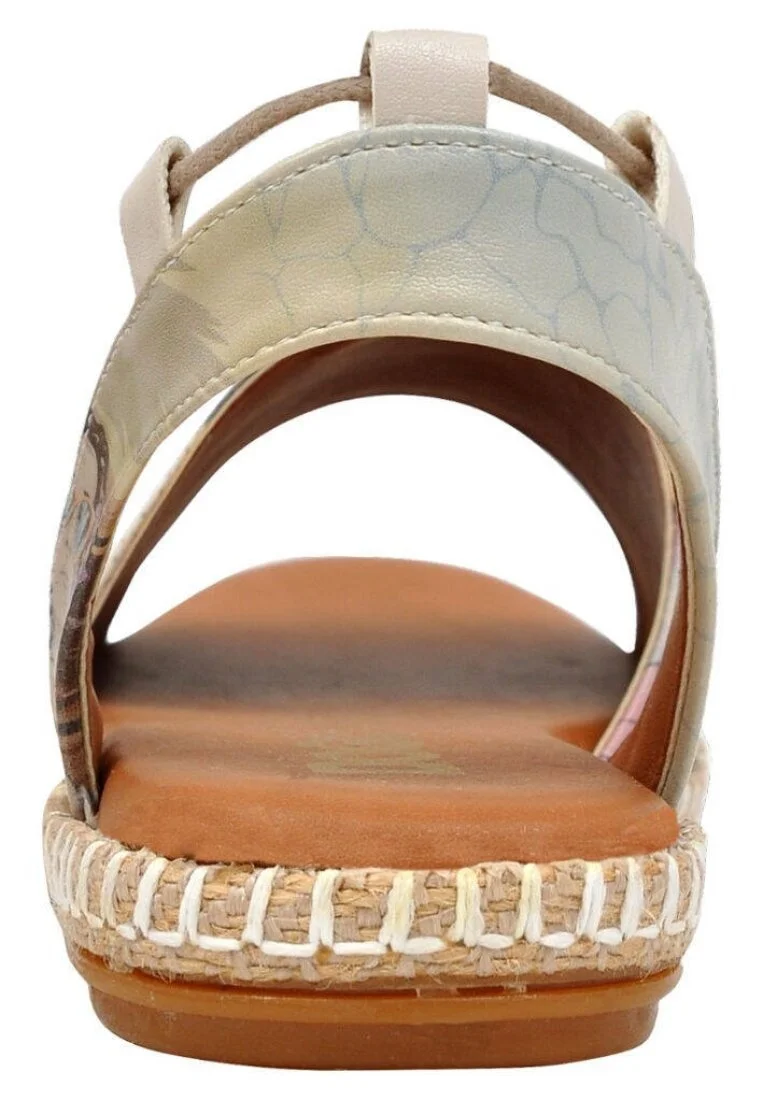 Women Vegan Leather Beige Lace Up Sandals - Palm Dream Design