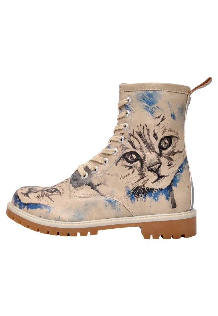 Women Vegan Leather Beige Long Boots - Deepness Design
