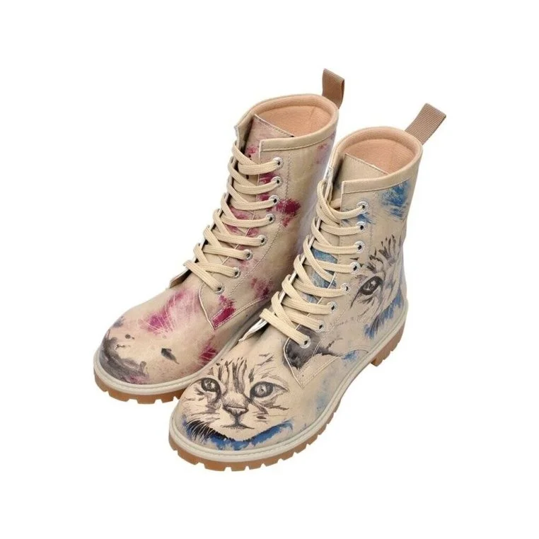 Women Vegan Leather Beige Long Boots - Deepness Design