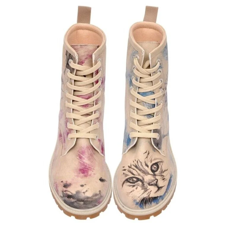 Women Vegan Leather Beige Long Boots - Deepness Design