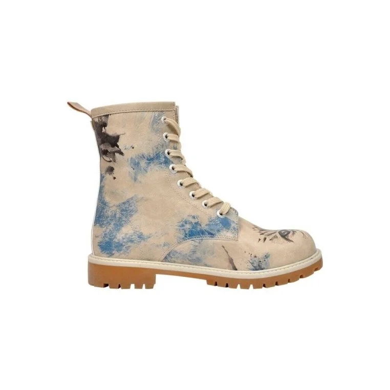 Women Vegan Leather Beige Long Boots - Deepness Design