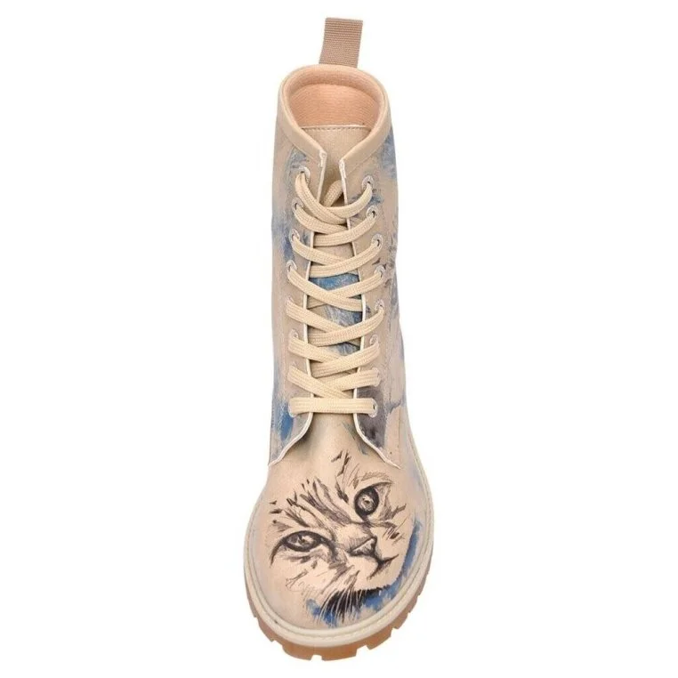 Women Vegan Leather Beige Long Boots - Deepness Design