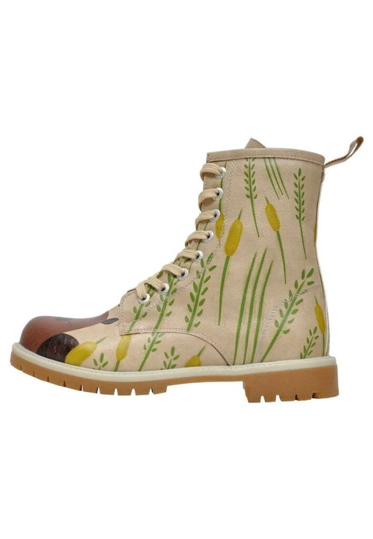 Women Vegan Leather Beige Long Boots - Hi Design
