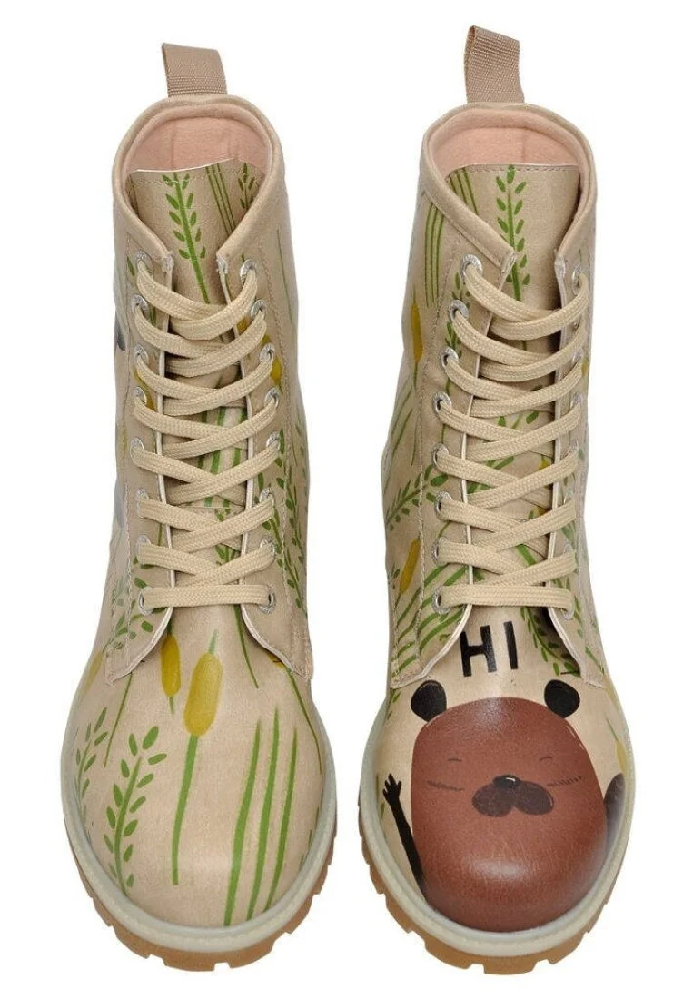 Women Vegan Leather Beige Long Boots - Hi Design