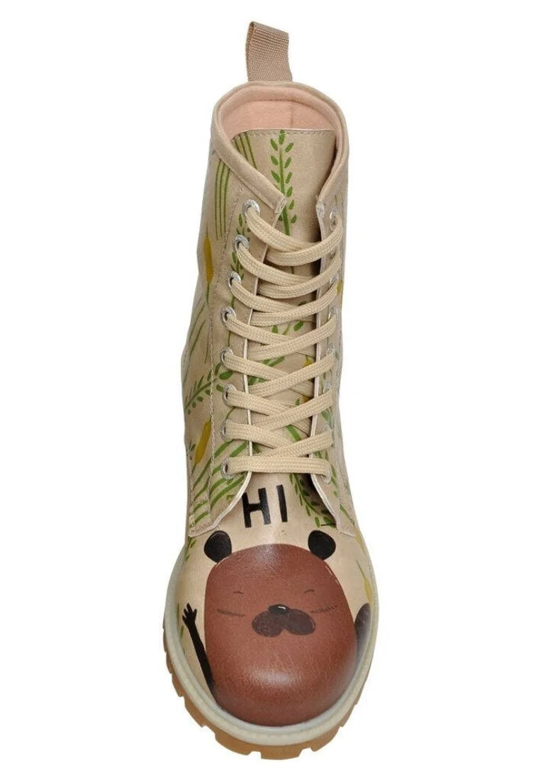 Women Vegan Leather Beige Long Boots - Hi Design