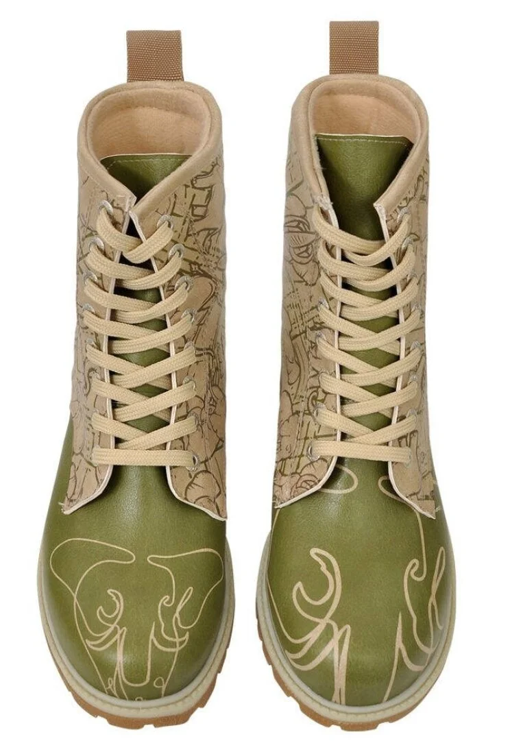 Women Vegan Leather Beige Long Boots - Polielephant Design