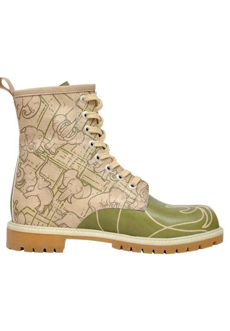 Women Vegan Leather Beige Long Boots - Polielephant Design