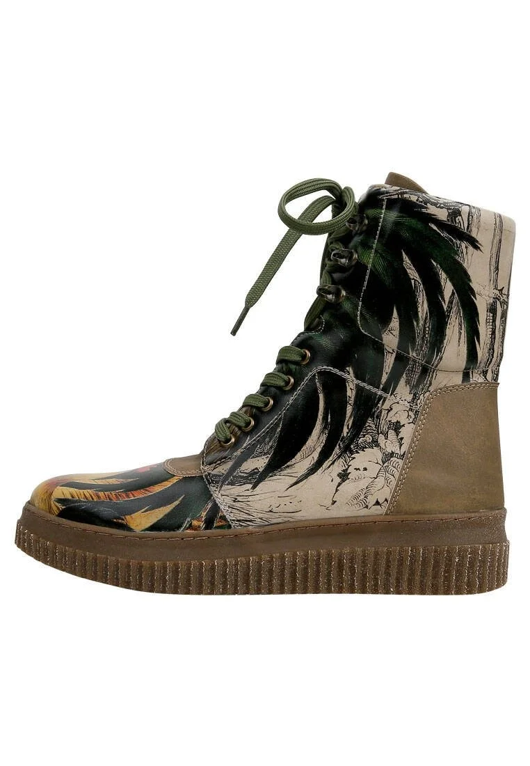 Women Vegan Leather Beige Long Boots - Unique Pairing Design