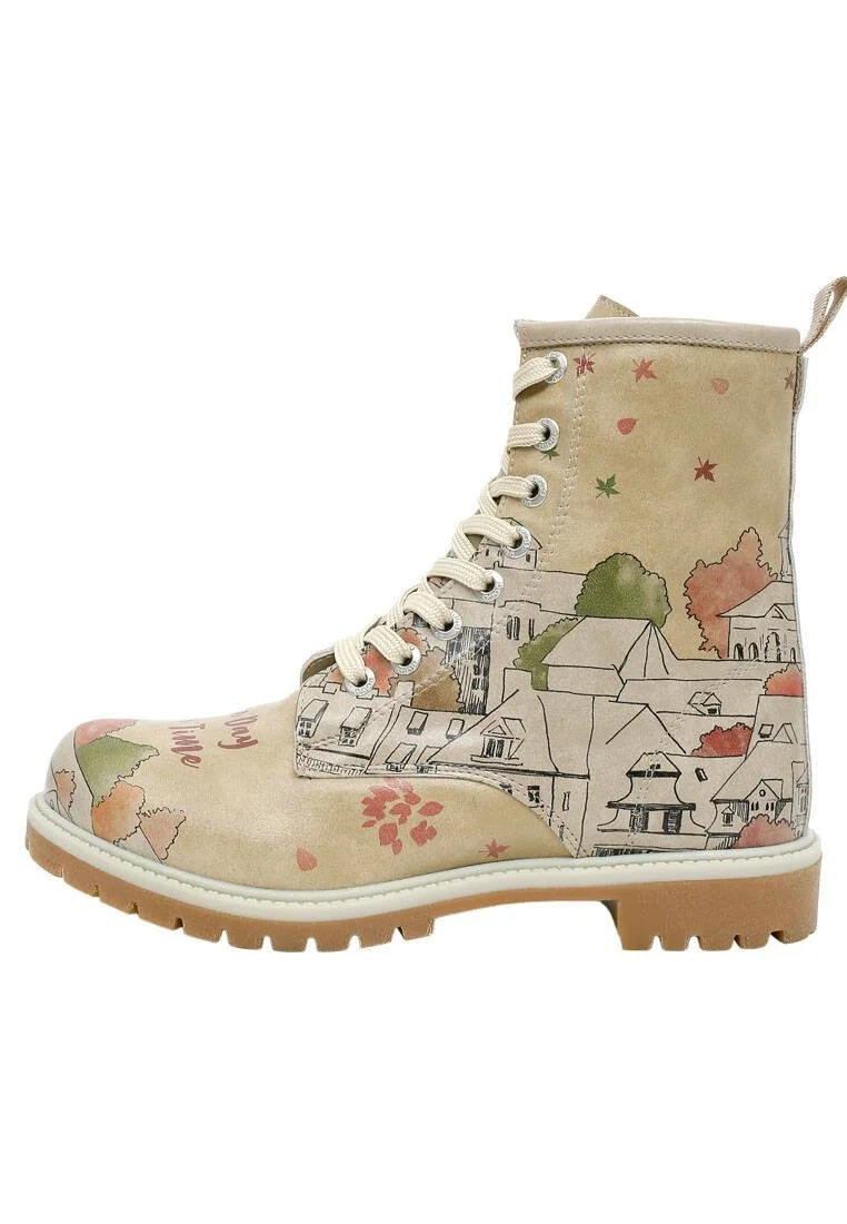 Women Vegan Leather Beige Long Boots - One Day At A Time Design