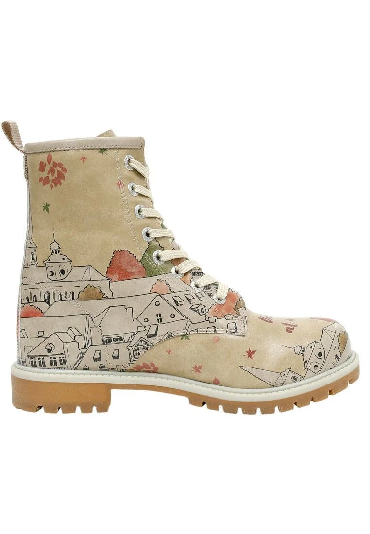 Women Vegan Leather Beige Long Boots - One Day At A Time Design