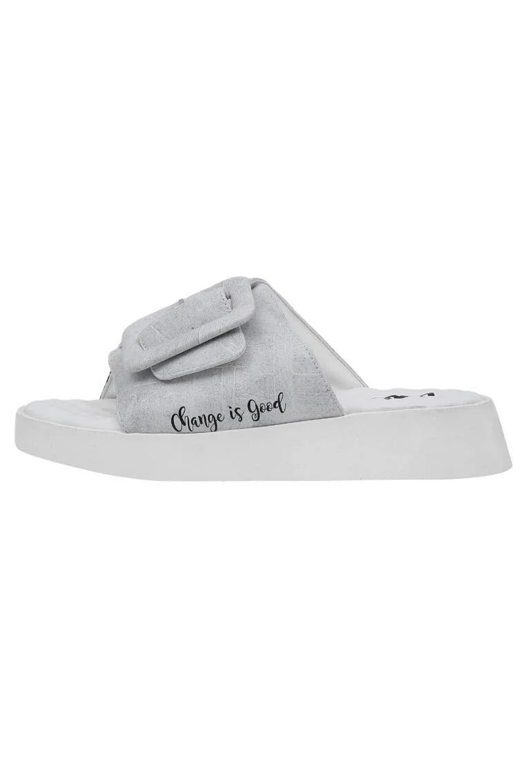 Women Vegan Leather Beige Slippers - Change is Good Design