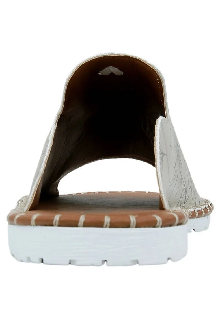 Women Vegan Leather Beige Slippers - Fly with Your Own Wings Design