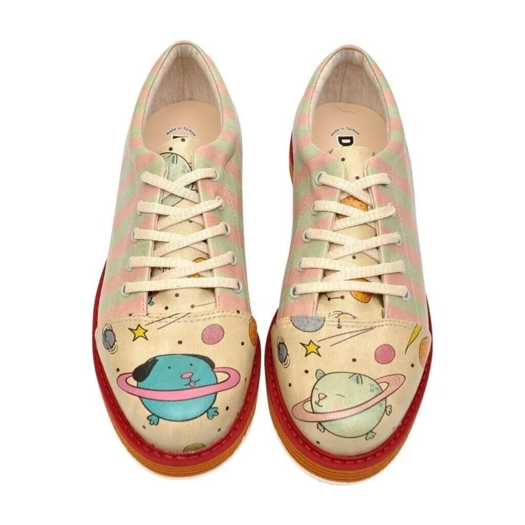 Women Vegan Leather Beige Sneakers - Animal Planets Design
