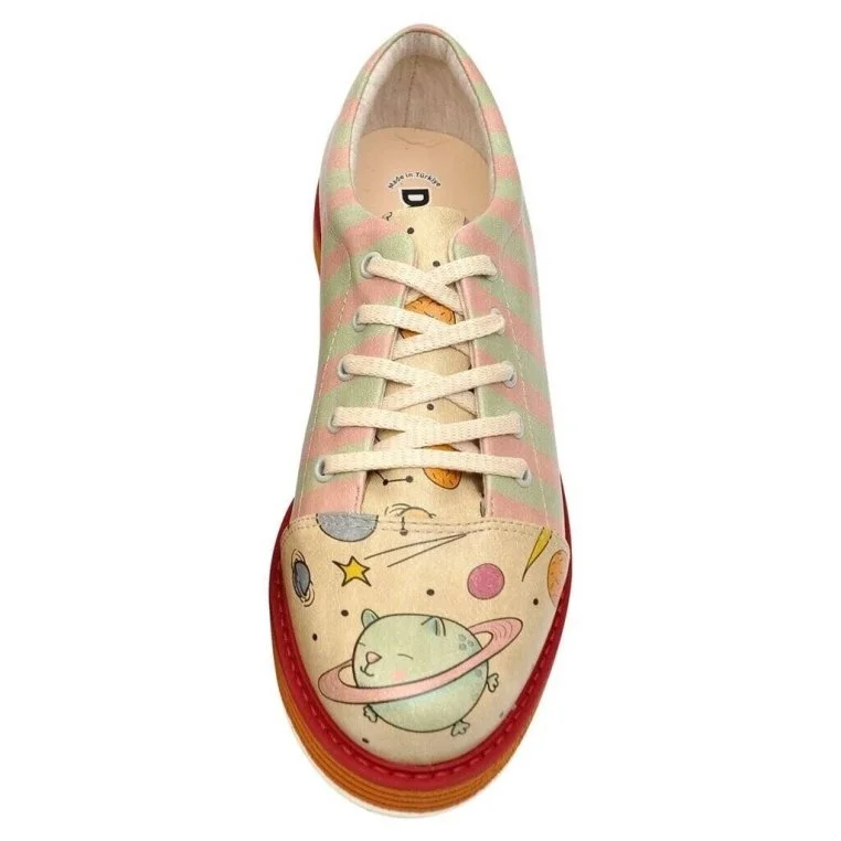 Women Vegan Leather Beige Sneakers - Animal Planets Design