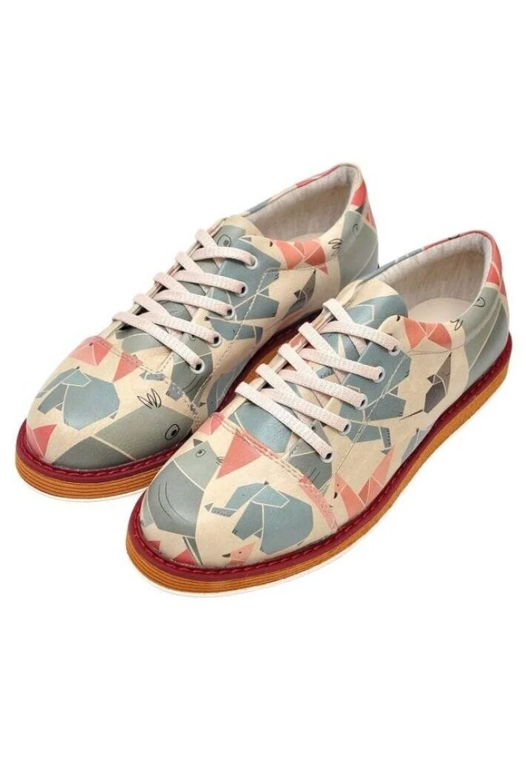 Women Vegan Leather Beige Sneakers - Origami Design