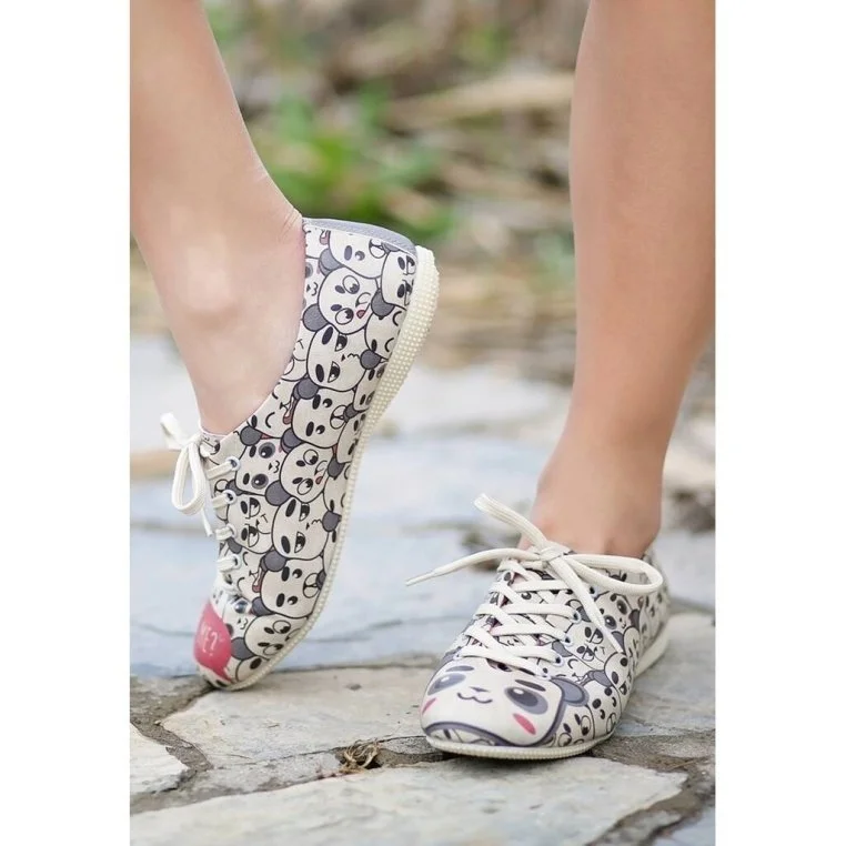 Women Vegan Leather Beige Sneakers - Hug Me Design