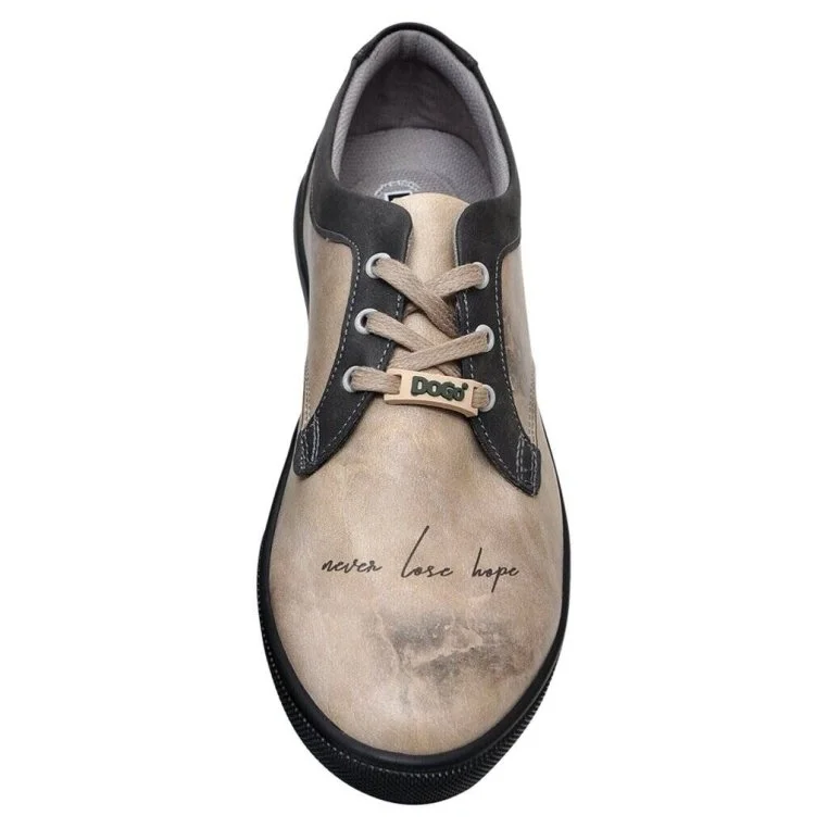 Women Vegan Leather Beige Sneakers - Never Lose Hope Design