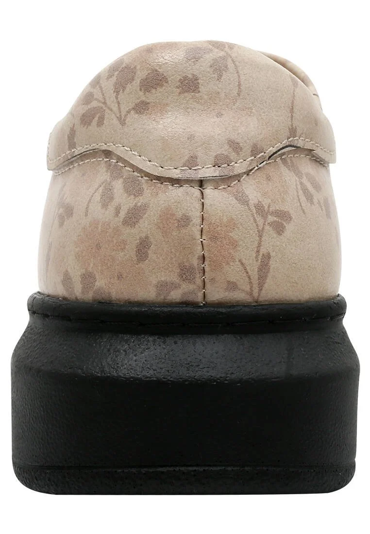 Women Vegan Leather Beige Sneakers - Trouble Makers Design