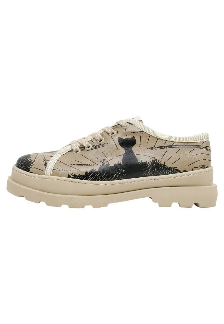 Women Vegan Leather Beige Sneakers - Never Miss a Sunset Design