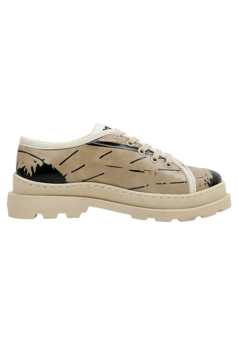 Women Vegan Leather Beige Sneakers - Never Miss a Sunset Design