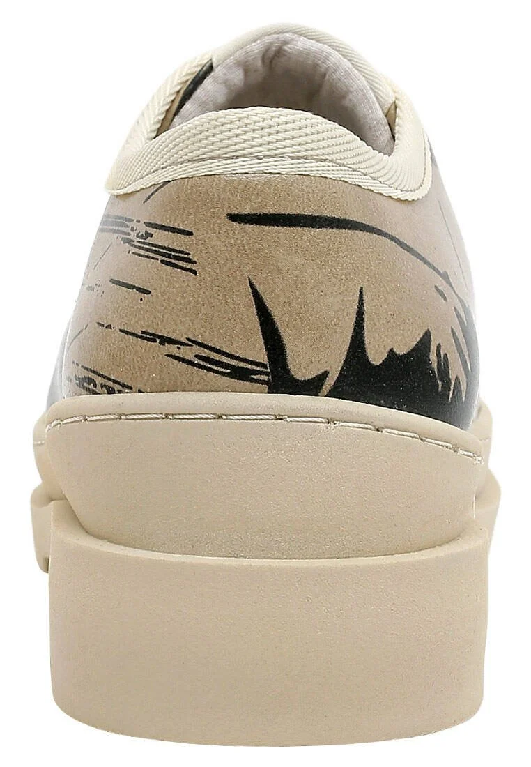 Women Vegan Leather Beige Sneakers - Never Miss a Sunset Design