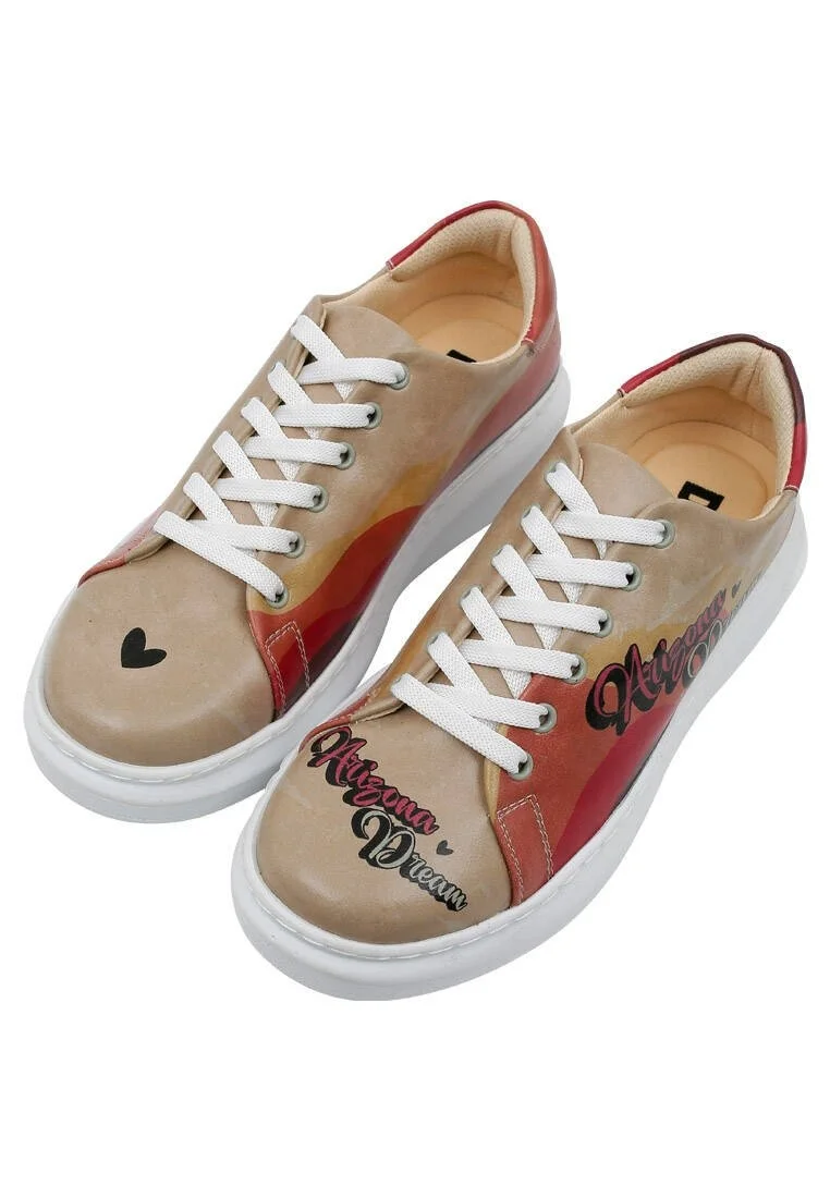 Women Vegan Leather Beige Sneakers - Arizona Dream Design
