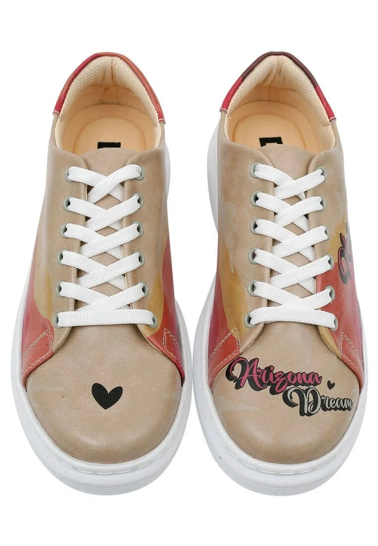Women Vegan Leather Beige Sneakers - Arizona Dream Design