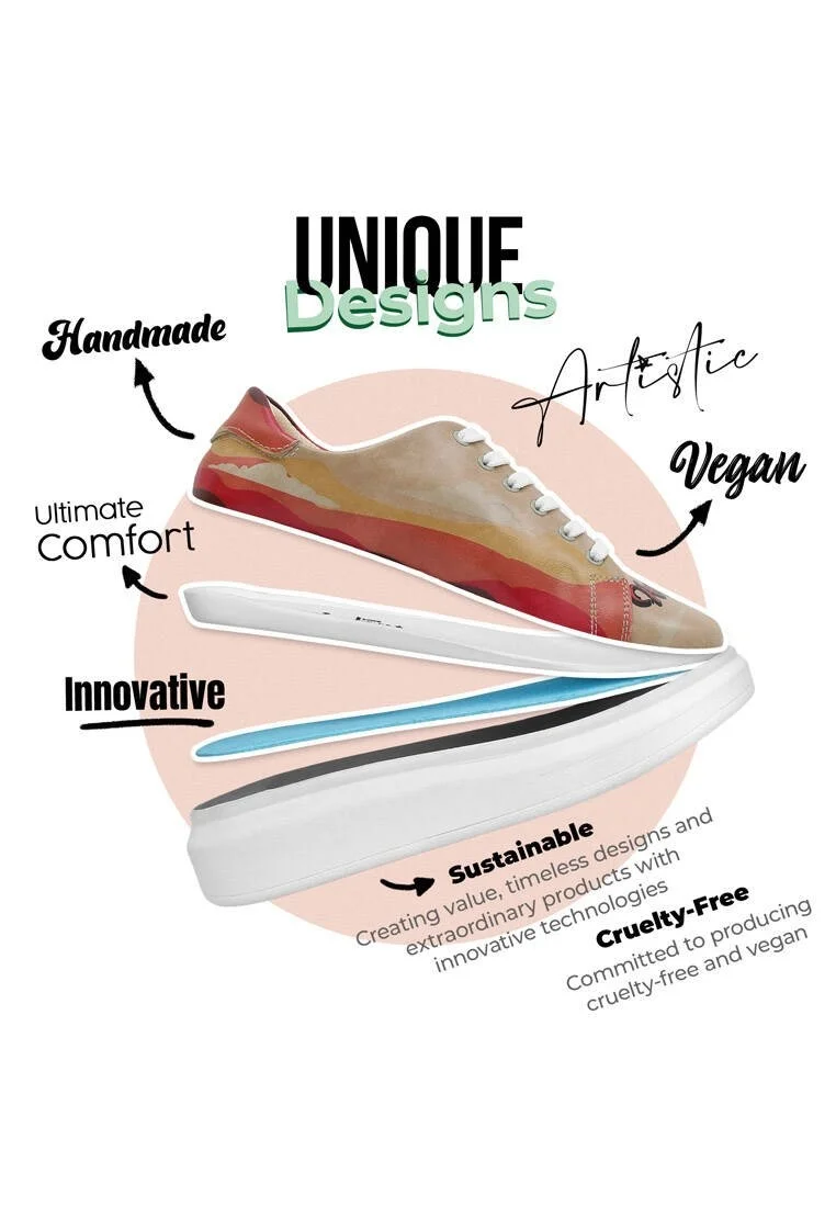 Women Vegan Leather Beige Sneakers - Arizona Dream Design