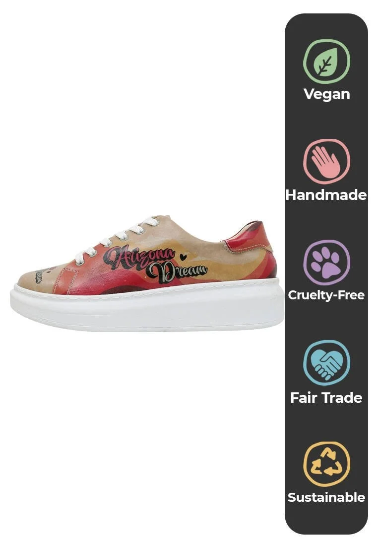 Women Vegan Leather Beige Sneakers - Arizona Dream Design