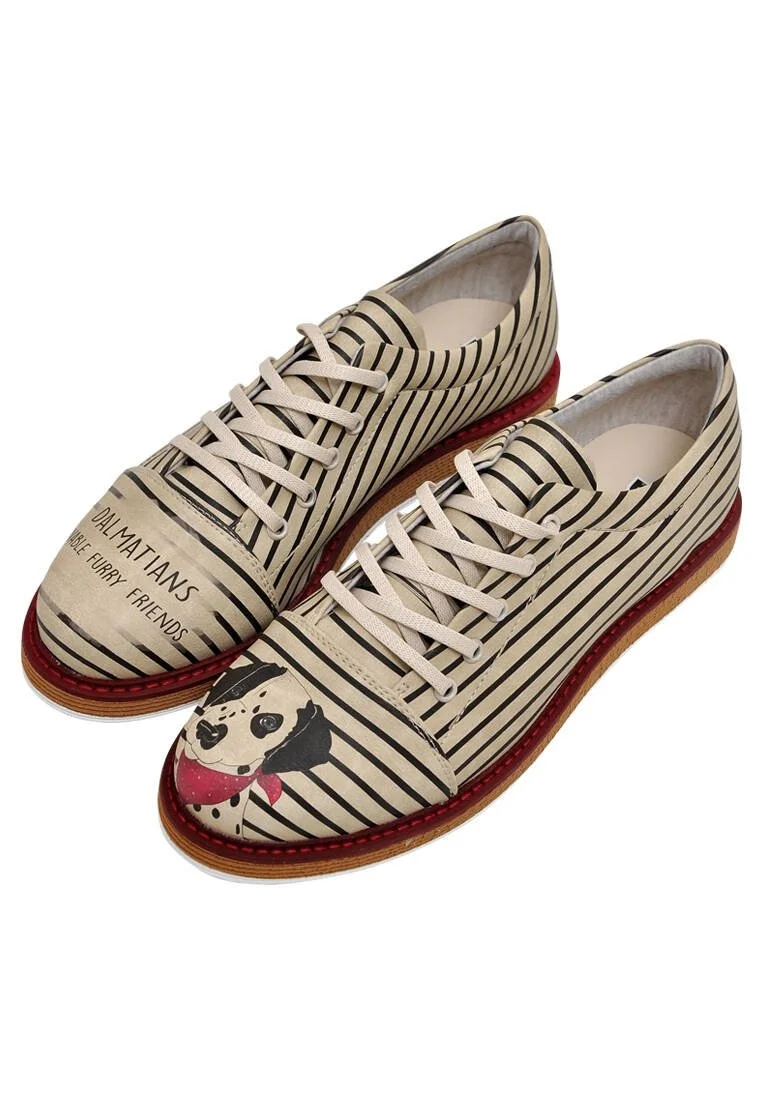 Women Vegan Leather Beige Sneakers - Dalmatian Design