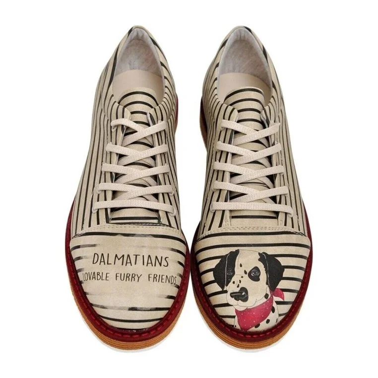 Women Vegan Leather Beige Sneakers - Dalmatian Design