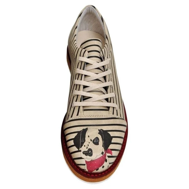 Women Vegan Leather Beige Sneakers - Dalmatian Design