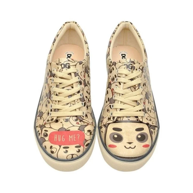 Women Vegan Leather Beige Sneakers - Hug Me Design